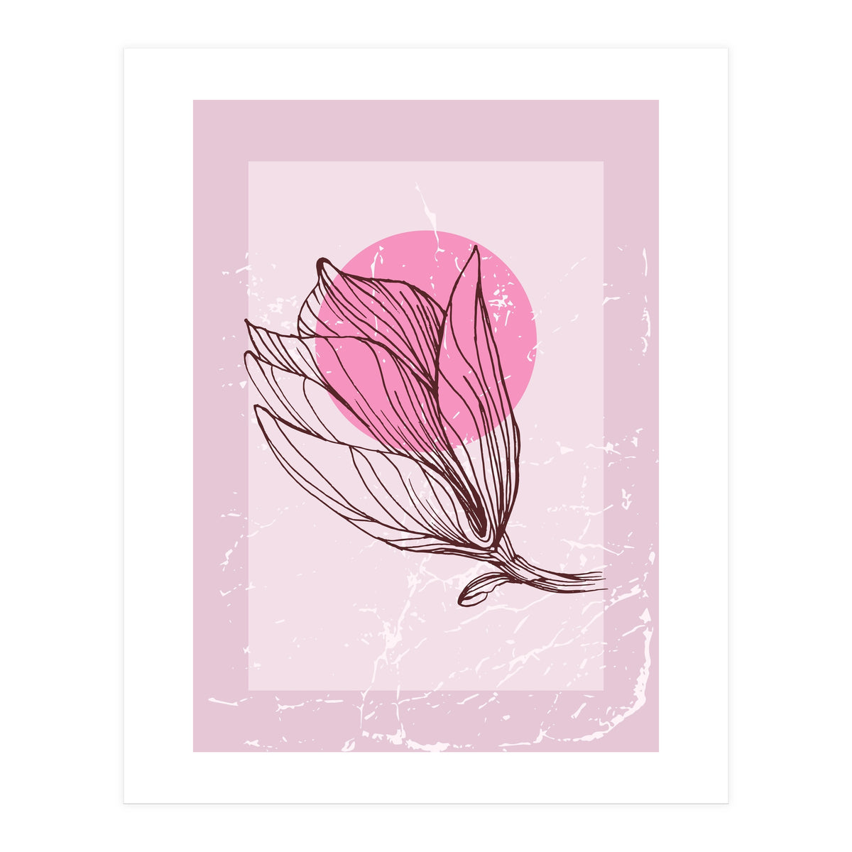 Magnolia  Minimalist Scandinavian, Abstract Geometric Art, Botanical Art (Print Only)