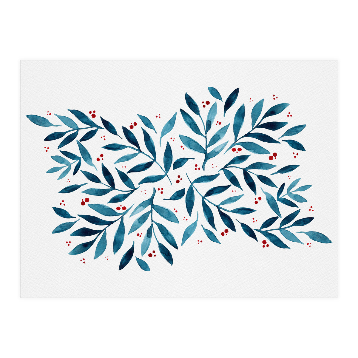 Teal Branches And Dots (Print Only)