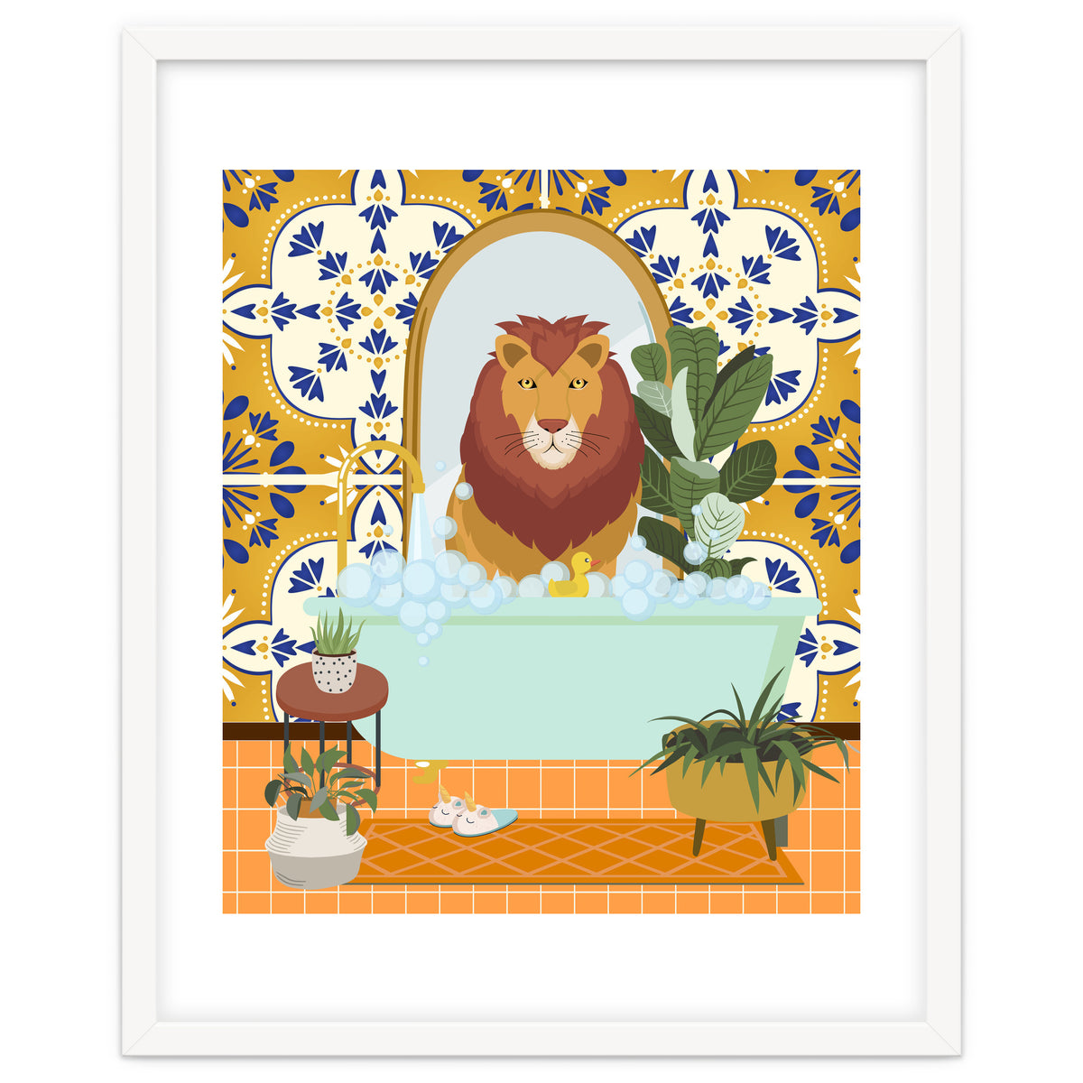 Lion Bathing in Moroccan Style Bathroom