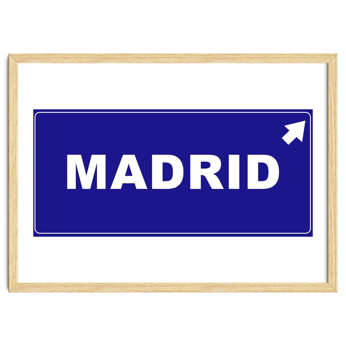 Let`s go to Madrid, Spain! Blue road sign