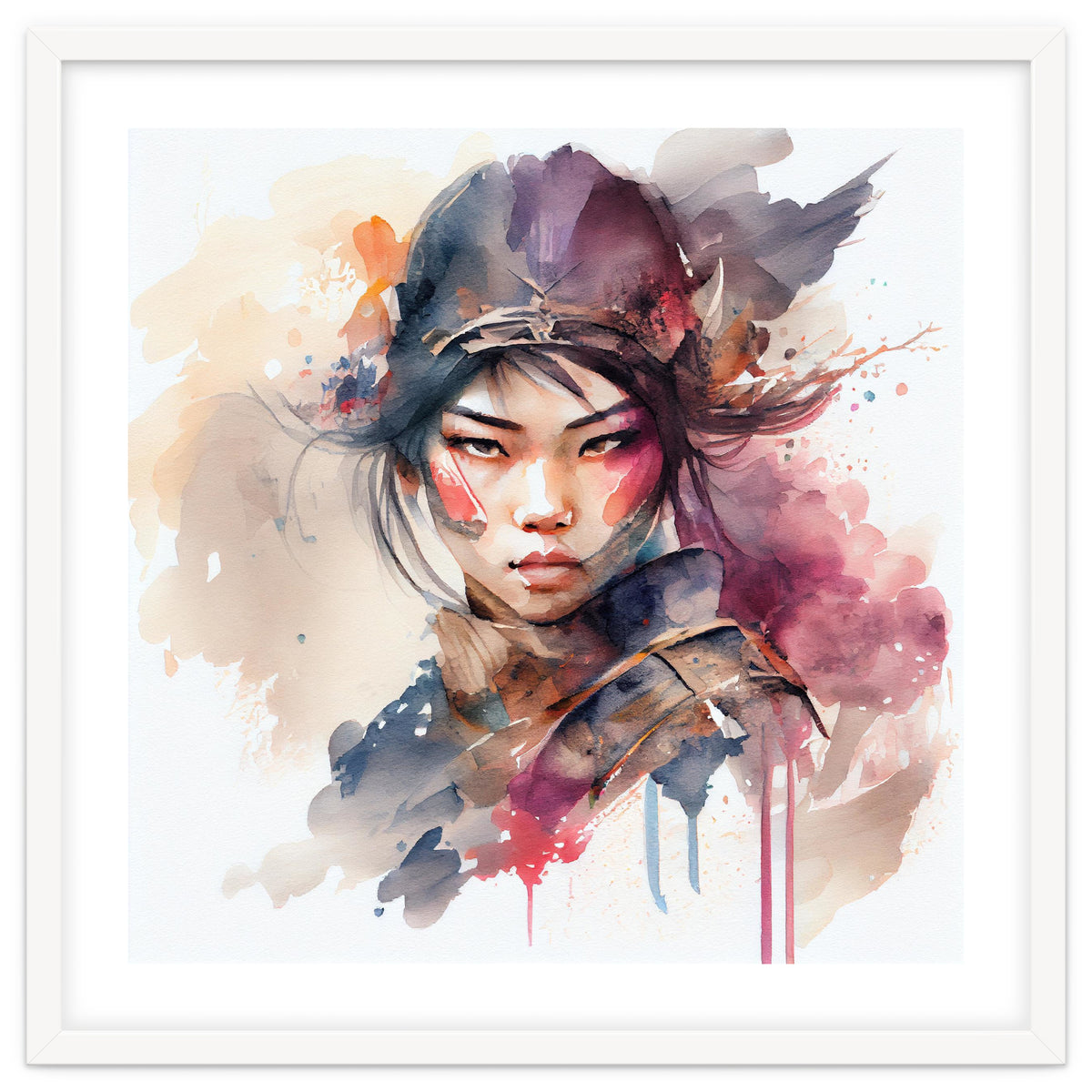 Watercolor Asian Warrior Woman #3