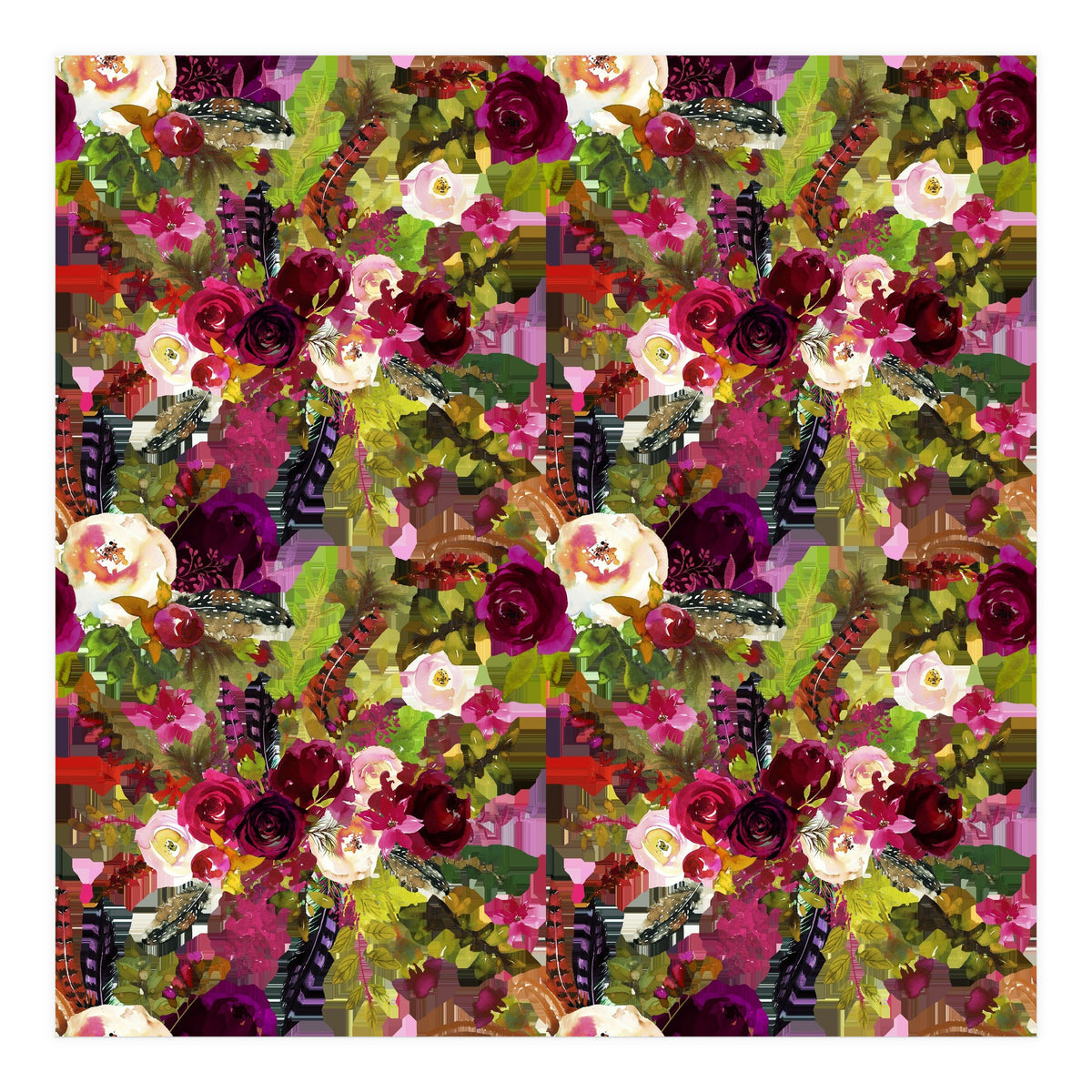 Water Colour Rose Pattern (Print Only)
