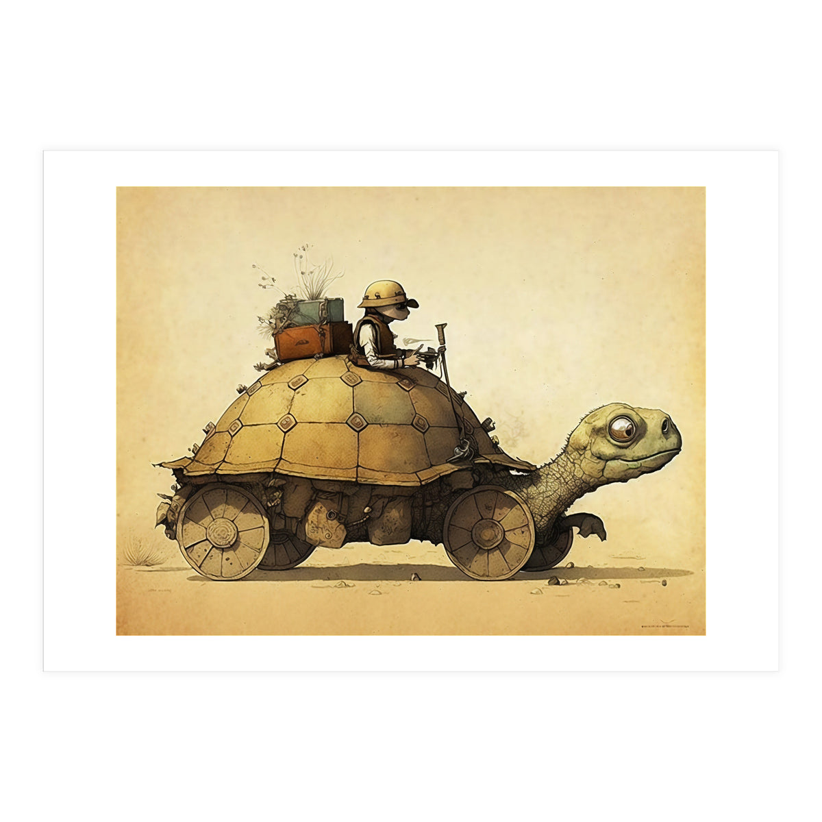 Tortoise Car Steampunk Illustration (Print Only)