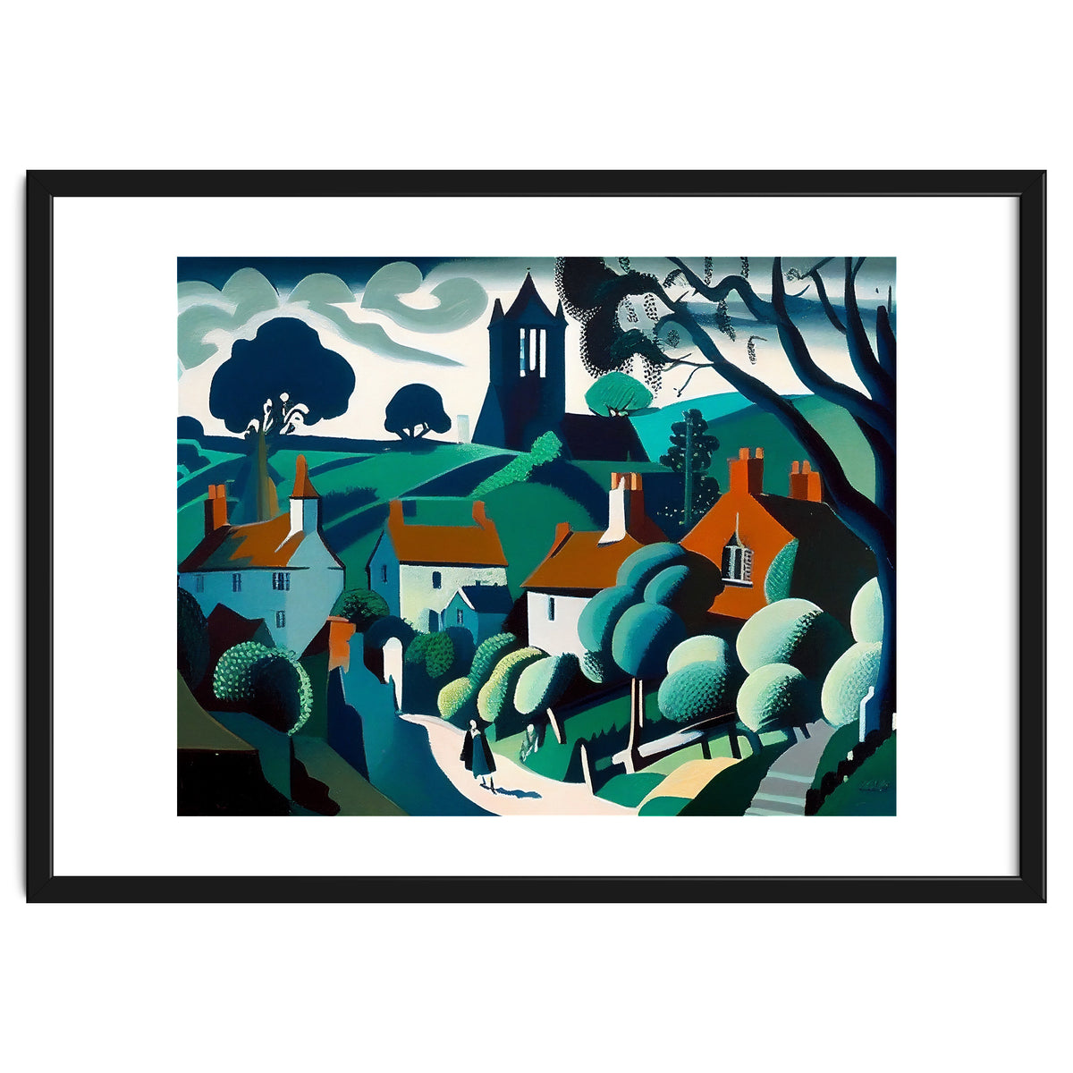 English Country Village Painting