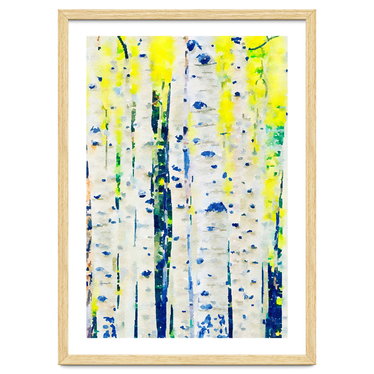 Aspen Tree Forest, Nature Watercolor Landscape Painting, Mystical Botanical Plants