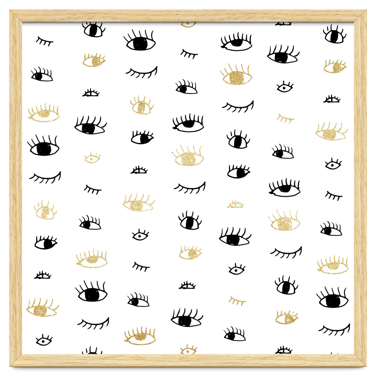 Gold and black eyes and lashes pattern