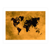 World Map black and yellow digital art (Print Only)