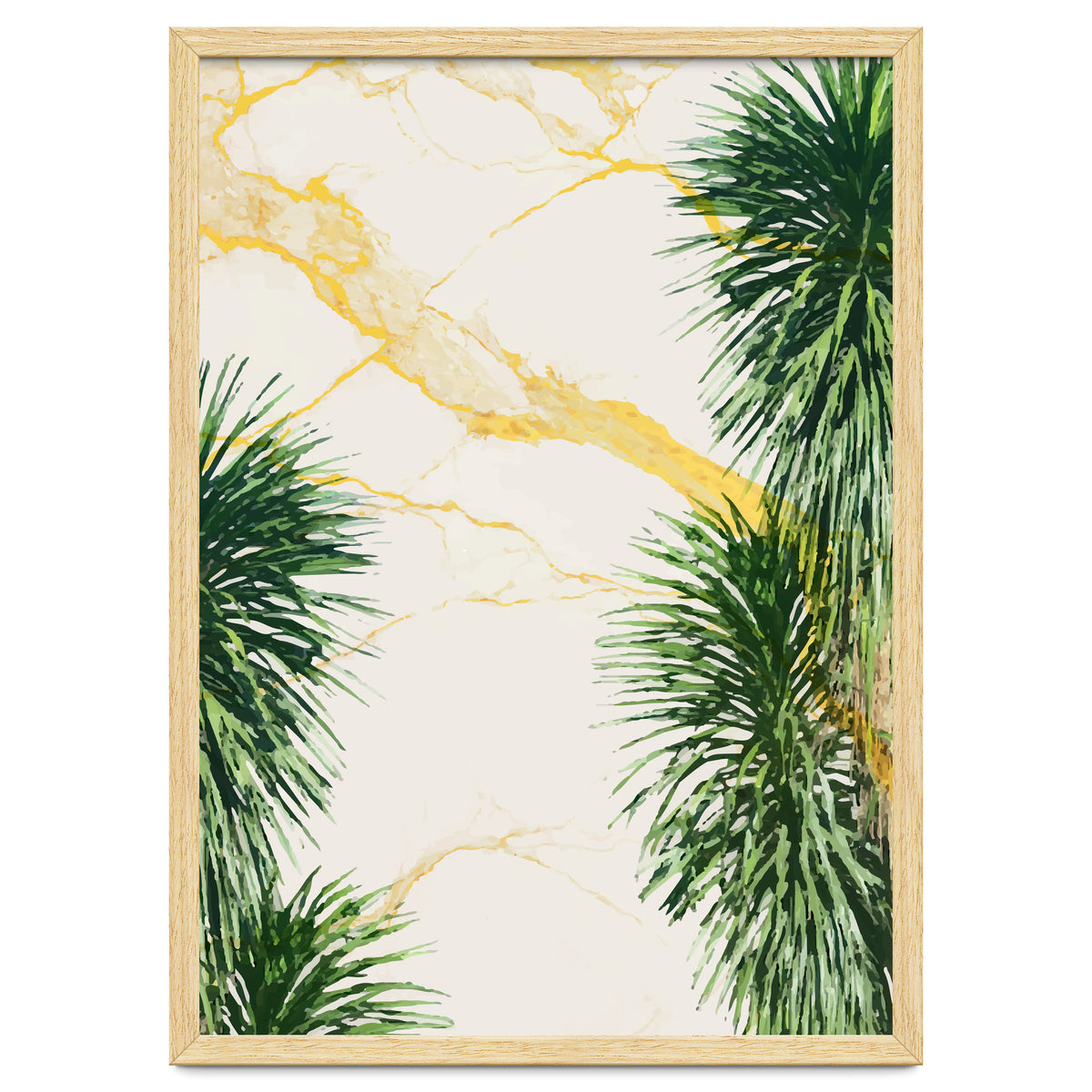 Gold marble texture with palm tree