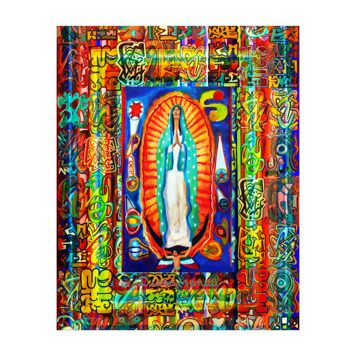 Graffiti Digital 2022 333 and Virgin of Guadalupe (Print Only)