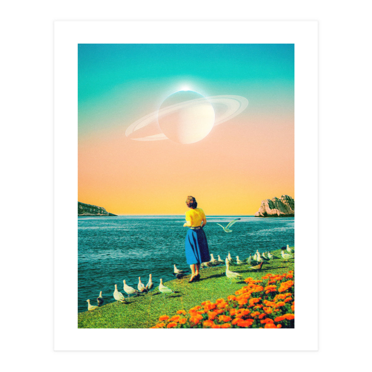 Woman With Birds  (Print Only)