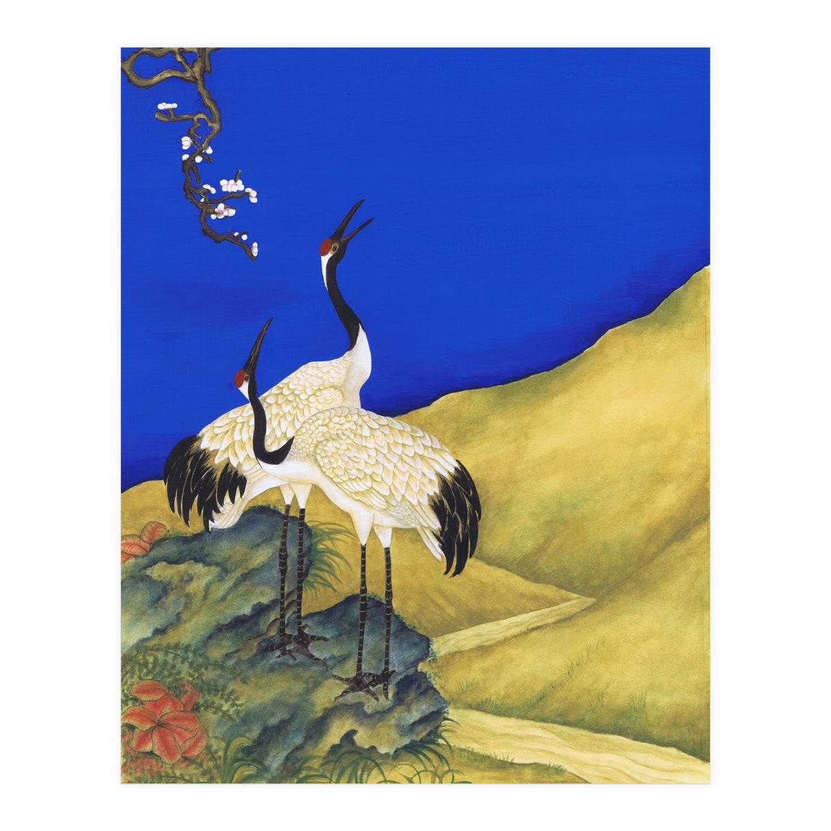 Cranes Under A Cobalt Sky 4 (Print Only)