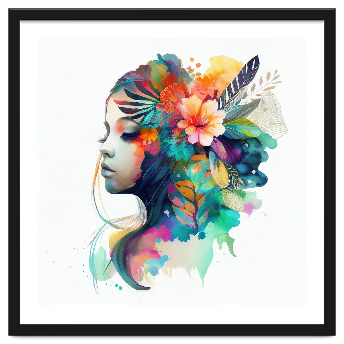 Watercolor Tropical Woman #14