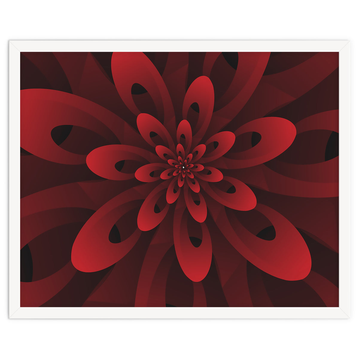Abstract Digital Modern Red Floral 3D ART