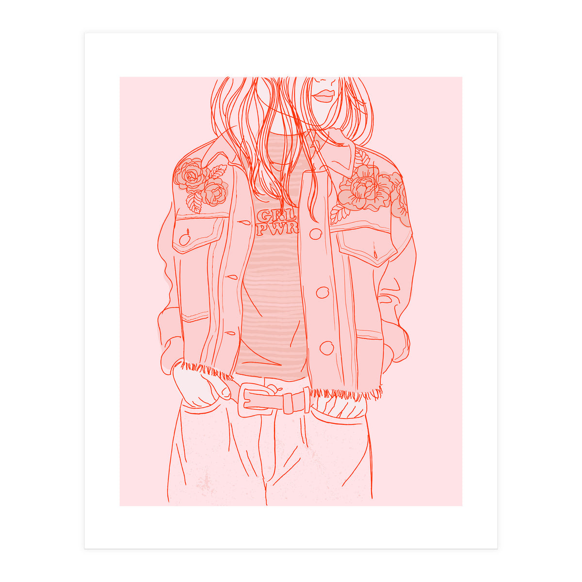 Pink Jeans Jacket  (Print Only)