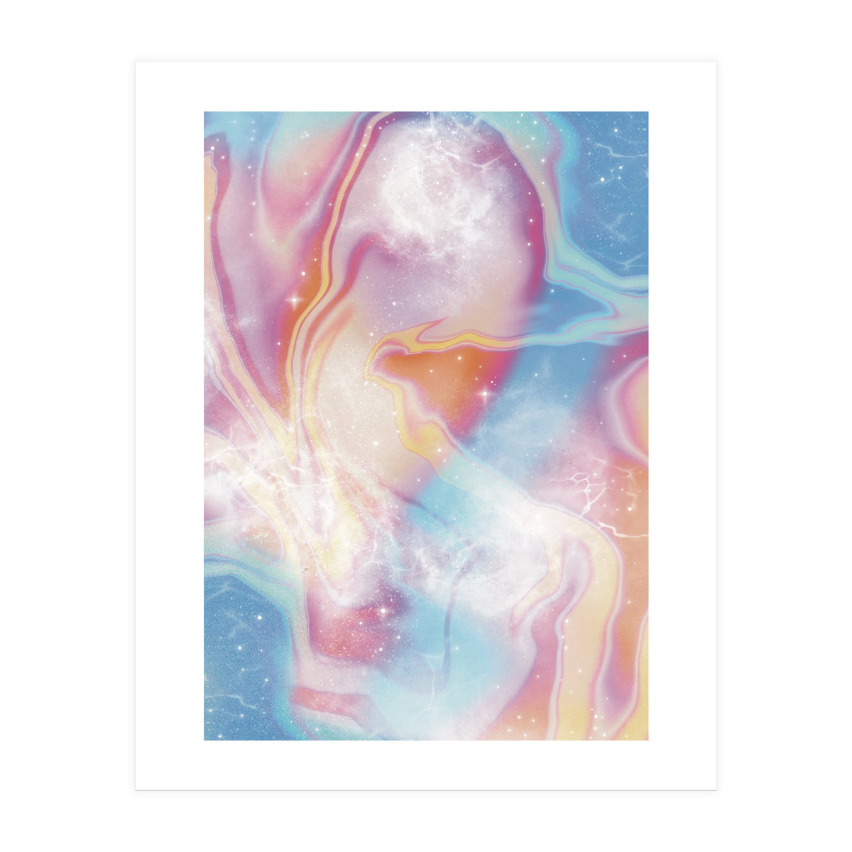 Pastel Pink Blue Space Marbling (Print Only)