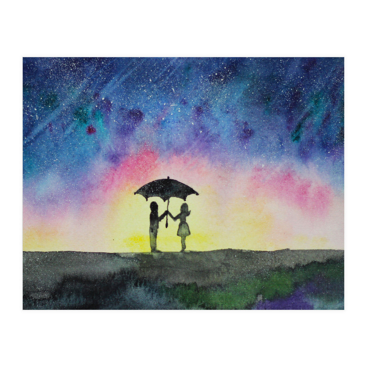 Under the star rain || watercolor (Print Only)