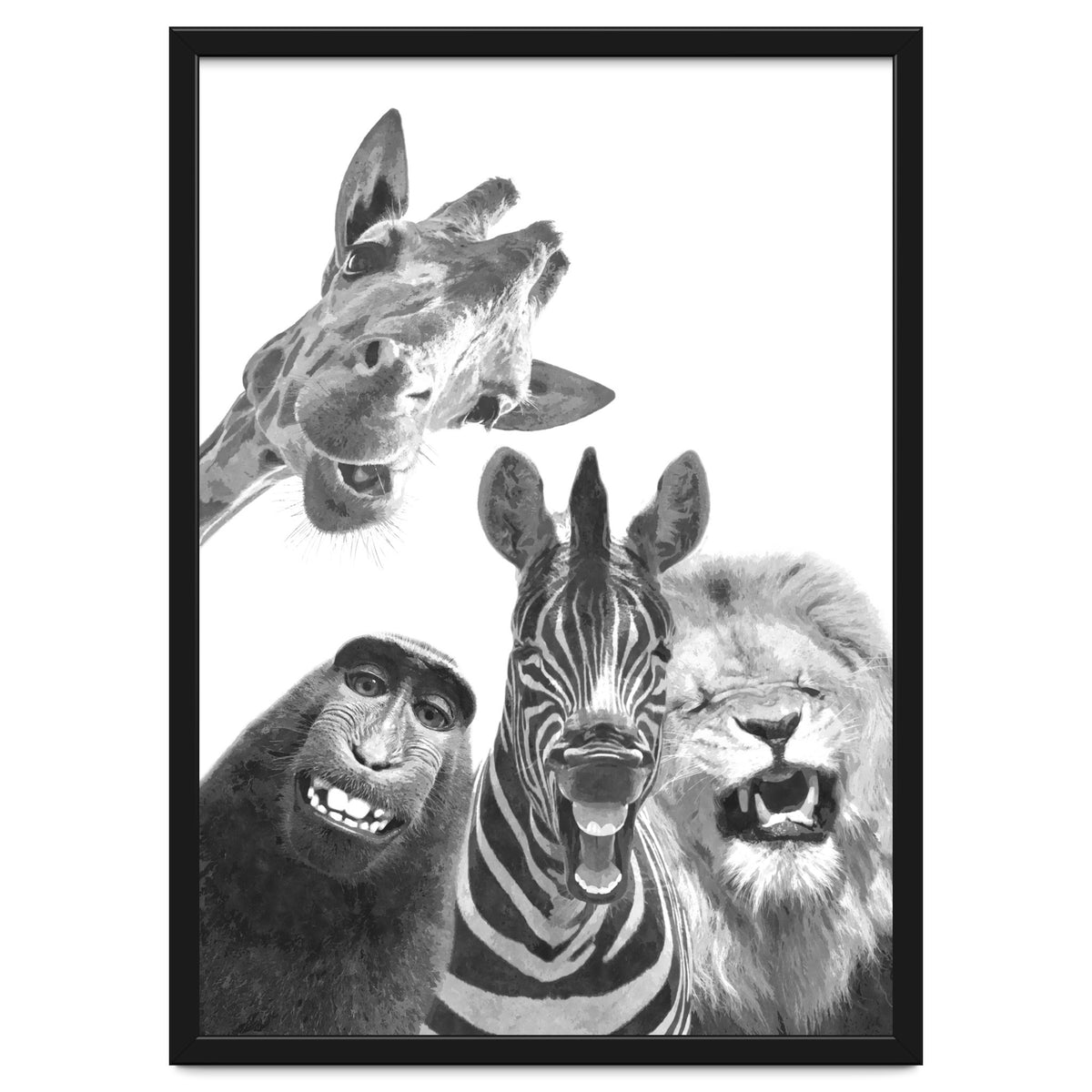 Black and White Jungle Animal Friends