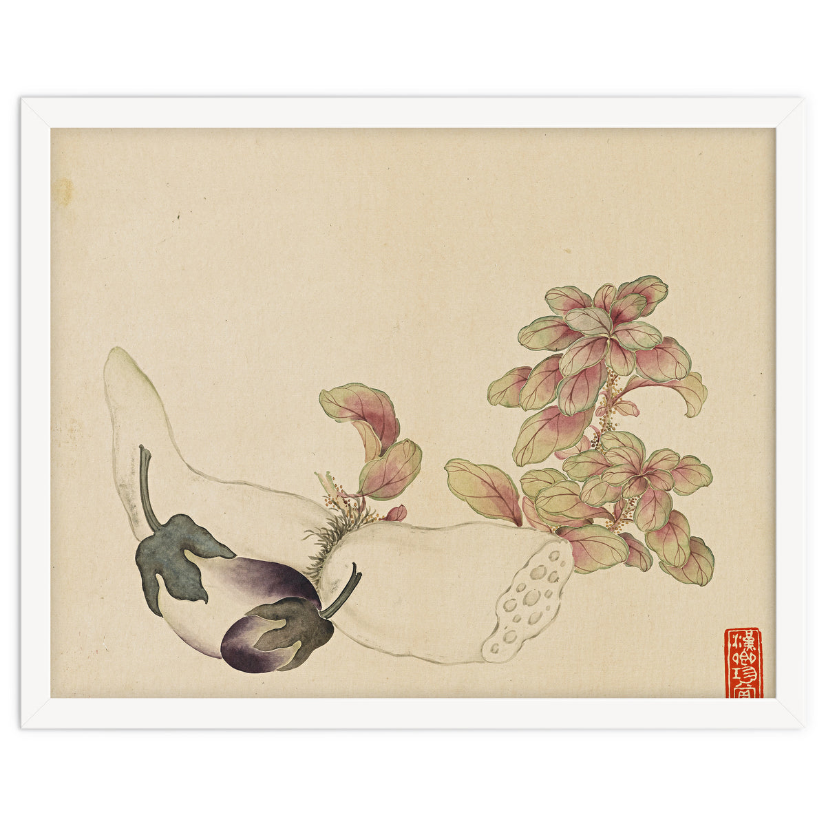 Wang Chengyu ~flowers, Vegetables, Fruits, Eggplant, Lotus Root