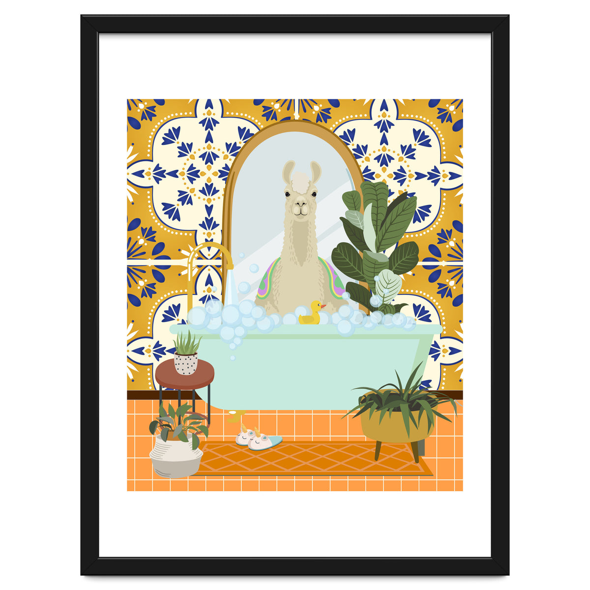 Llama Bathing in Moroccan Style Bathroom