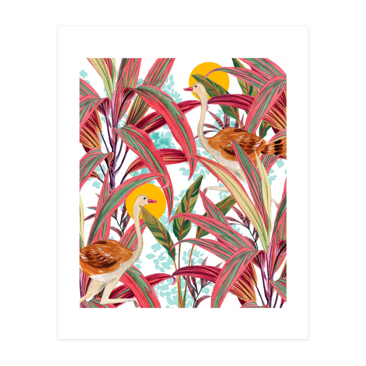 Faith Is The Bird That Feels The Light When The Dawn Is Still Dark, Vintage Botanical Nature Painting Jungle (Print Only)