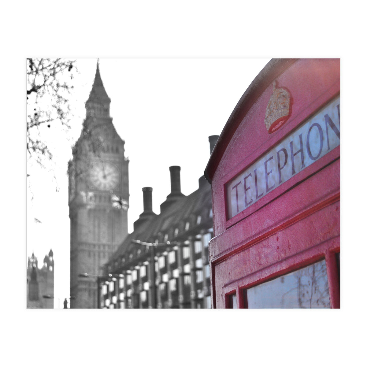 London Big Ben Red Phone Booth  (Print Only)
