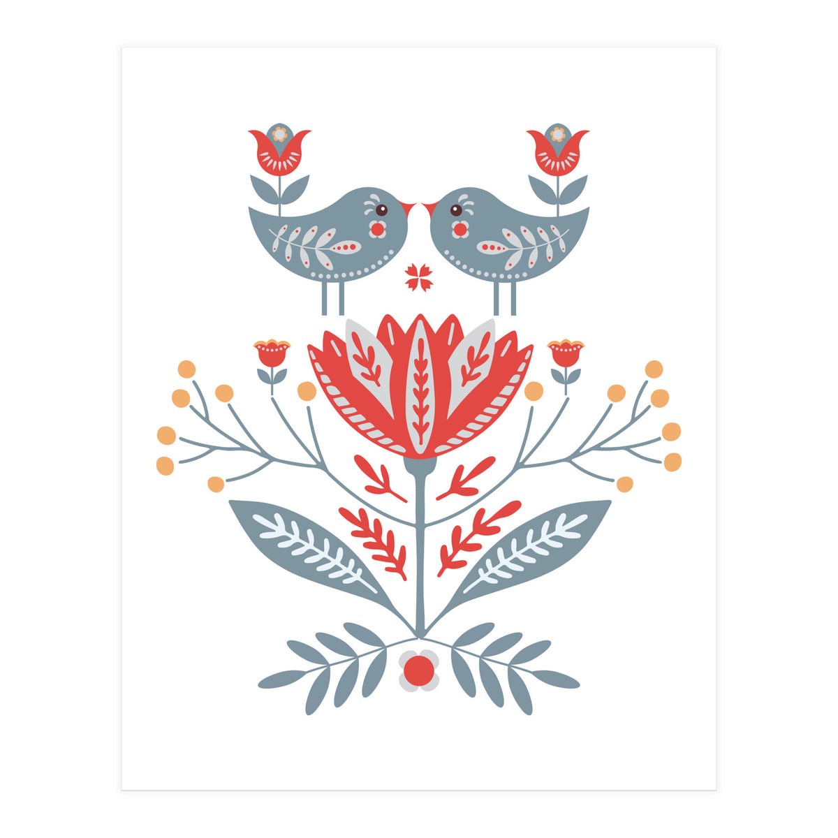 Scandinavian Folk Birds & Flowers (Print Only)