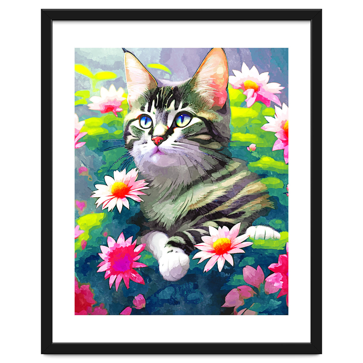 Always Positive, The Optimistic Cat, Positivity Mindset Pets, Optimism Watercolor Painting Animals