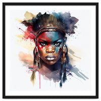 Watercolor African Warrior Woman #4