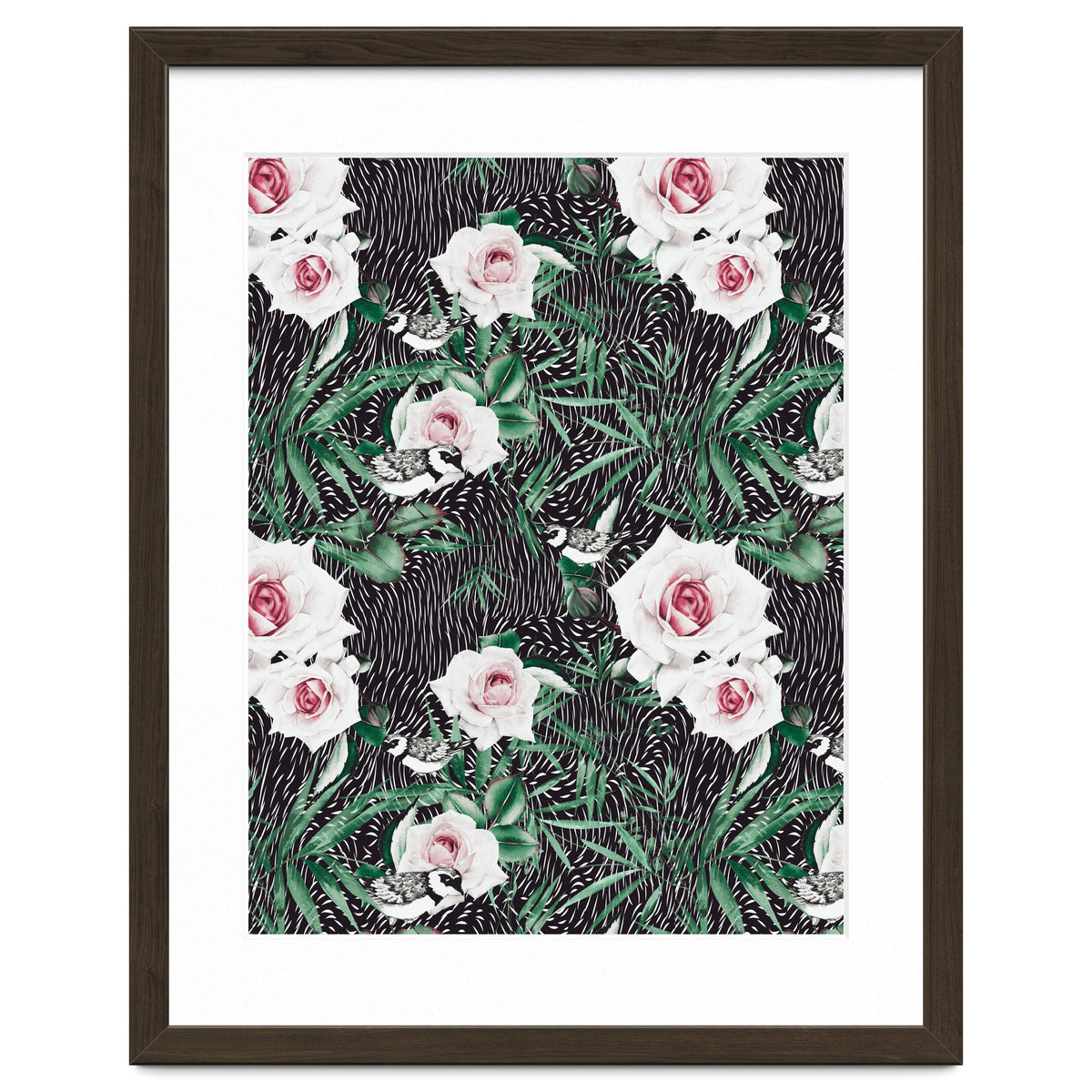 Dark flowery abstract of birds