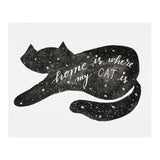 Watercolor galaxy cat - black and white (Print Only) thumbnail