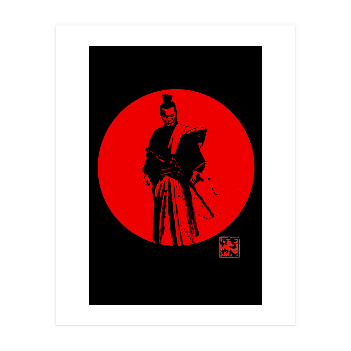 Samurai In Red Sun (Print Only)