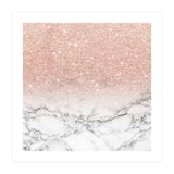 Modern faux rose gold pink glitter ombre white marble (Print Only) thumbnail
