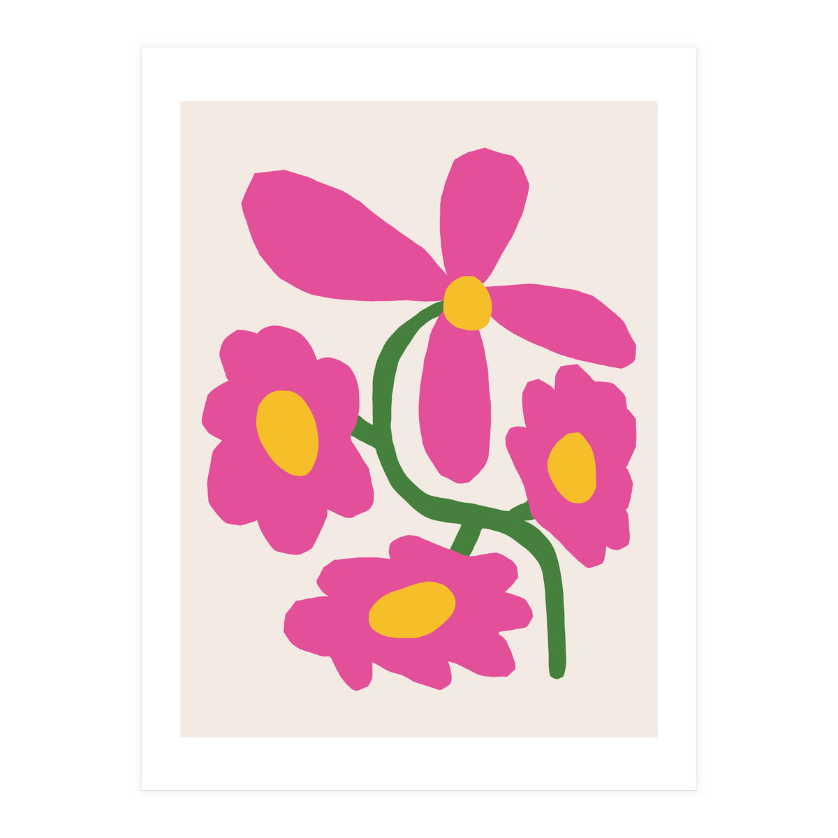 Pink Retro Cut Out Flower (Print Only)