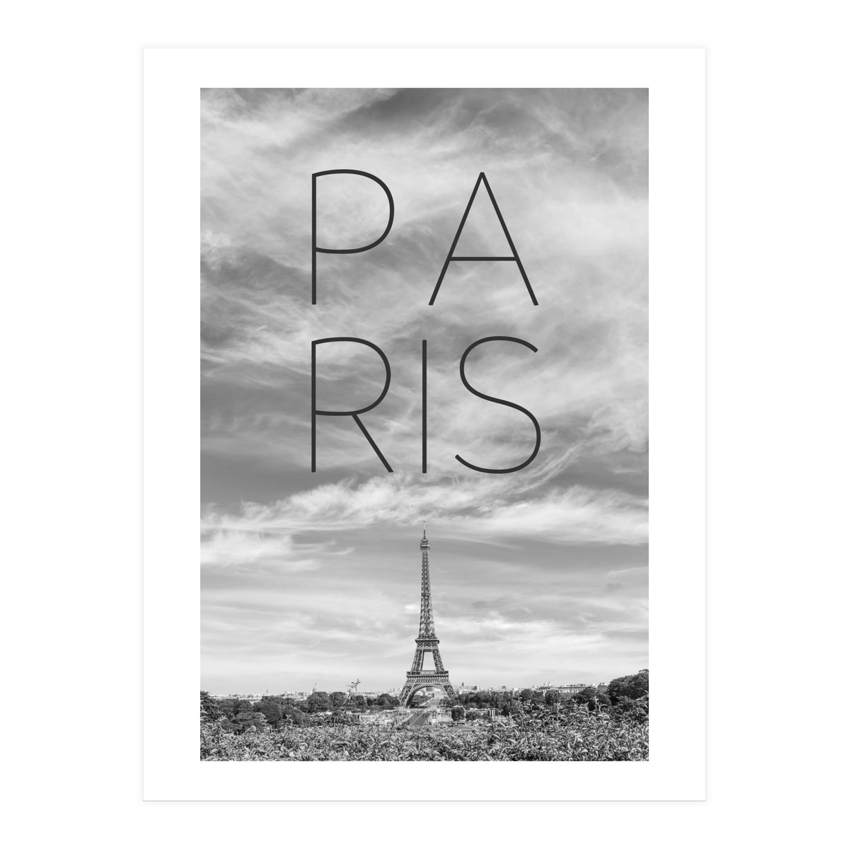 PARIS Eiffel Tower | Text & Skyline (Print Only)