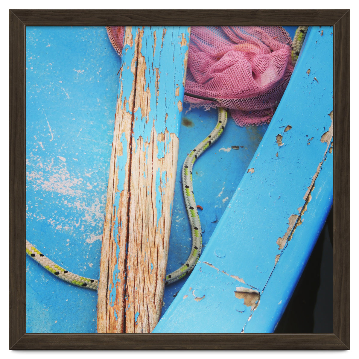 Weathered boat, sail and oar