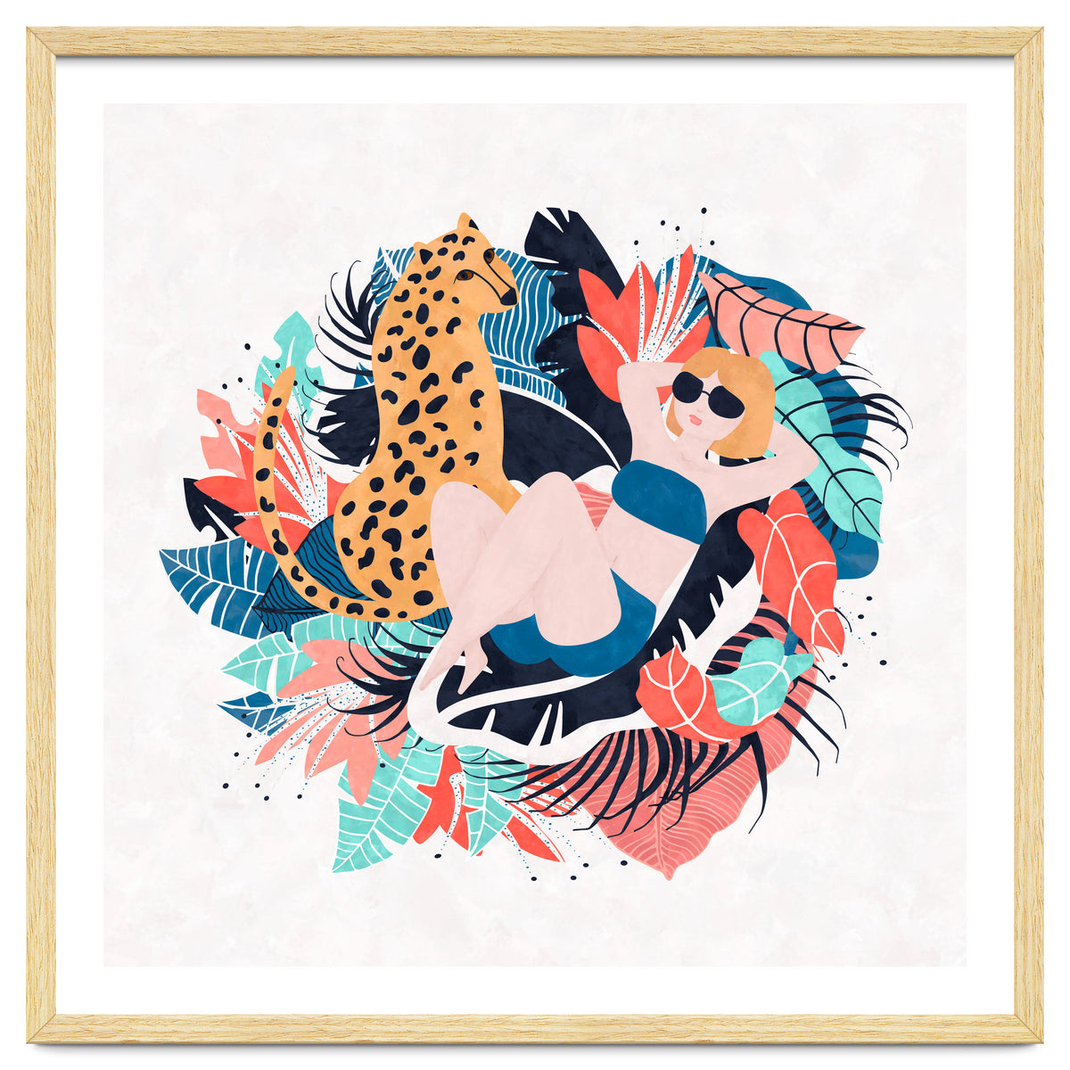 Yellow Hair Tropical Girl With Cheetah