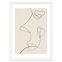 Continuous Line Art Face Drawing Floral Shapes