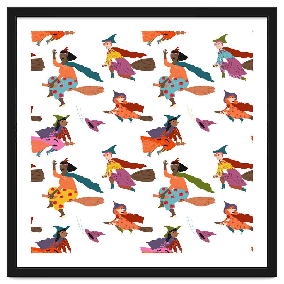 Tiny Witches Pattern (white Backgrownd)