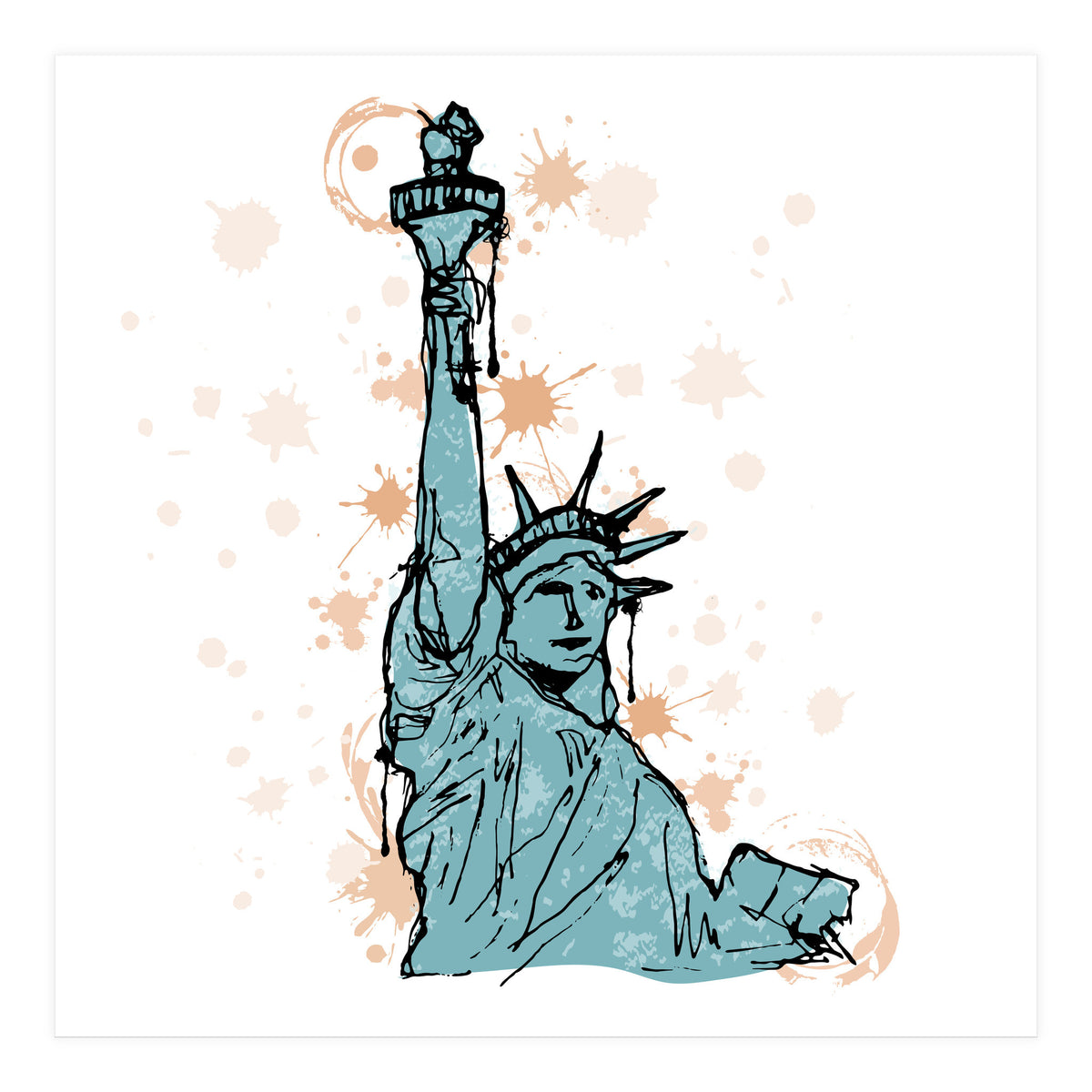 Close view of the Statue of Liberty Sketch (Print Only)