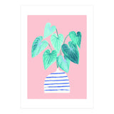 minimal house plant painting in stripy vase (Print Only) thumbnail