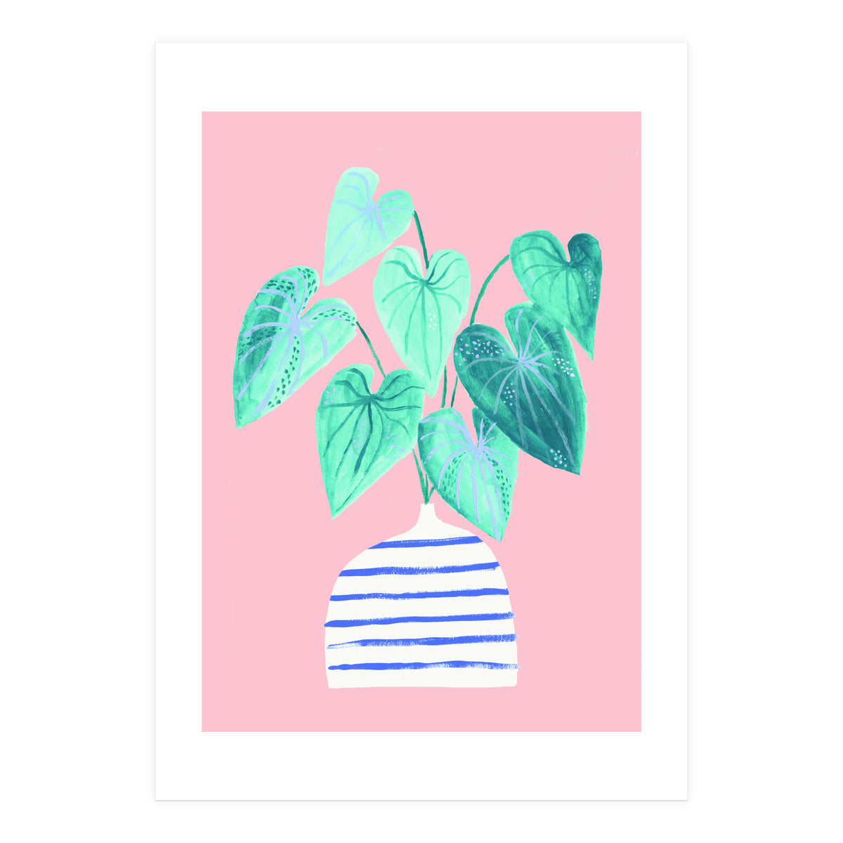 minimal house plant painting in stripy vase (Print Only)
