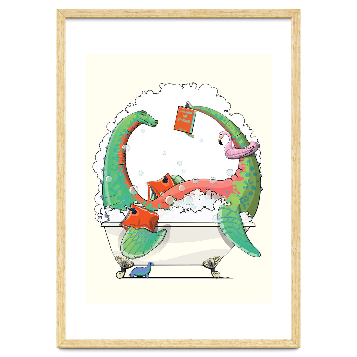 Dinosaur Plesiosaurus in the Bath, funny bathroom humour