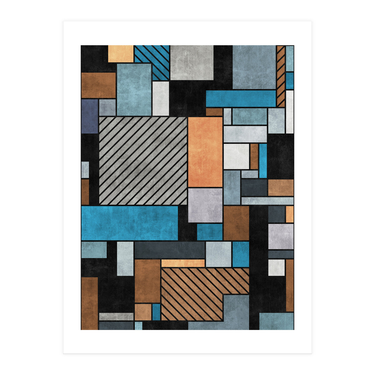 Random Concrete Pattern - Blue, Grey, Brown (Print Only)