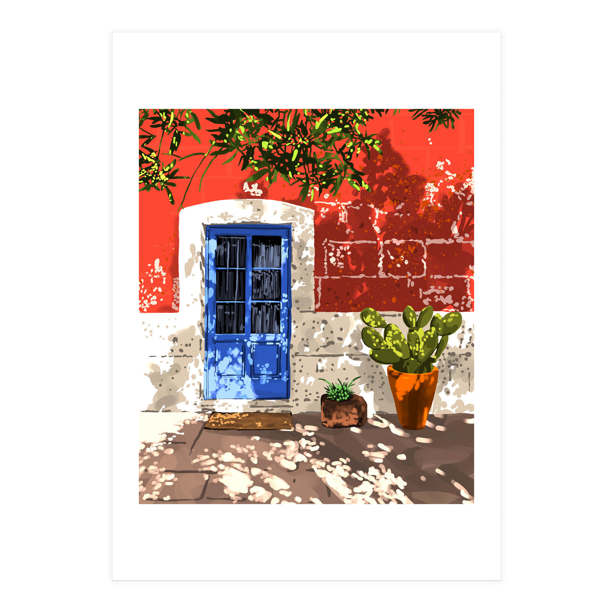 Intentful Living | Summer Architecture Travel Positivity | Optimism Good Vibes Bohemian House Door (Print Only)