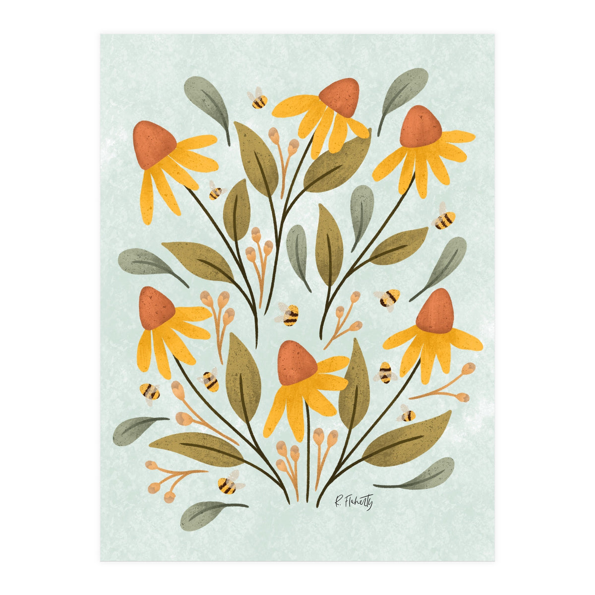 Daisies and Bumblebees (Print Only)