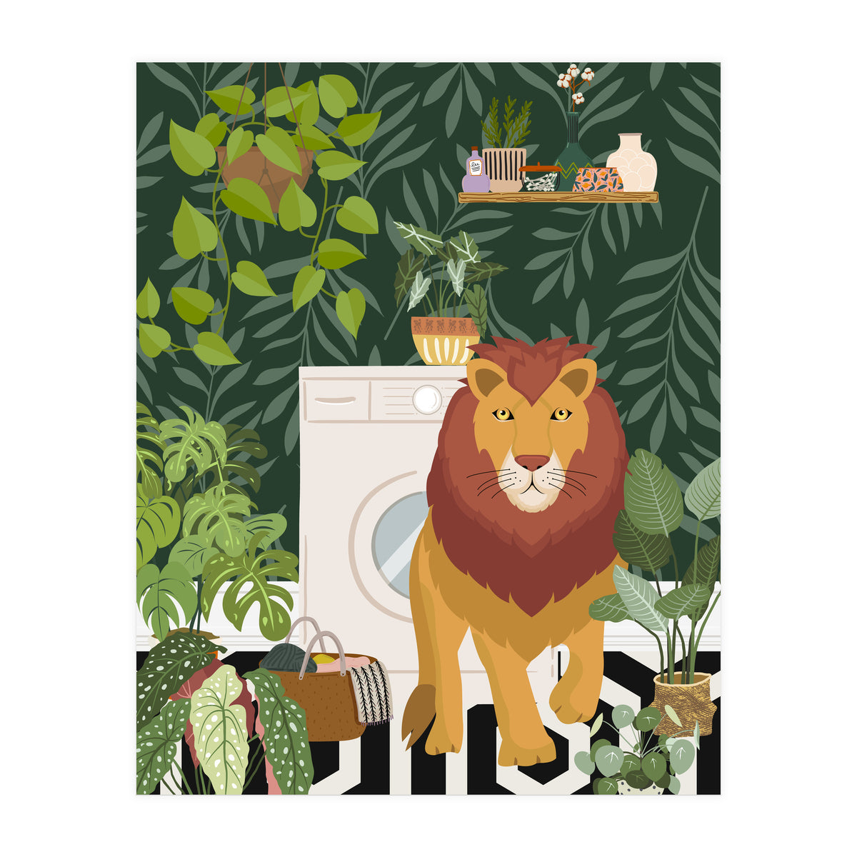 Lion in Laundry Room (Print Only)