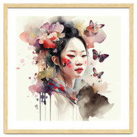 Watercolor Floral Asian Woman #2