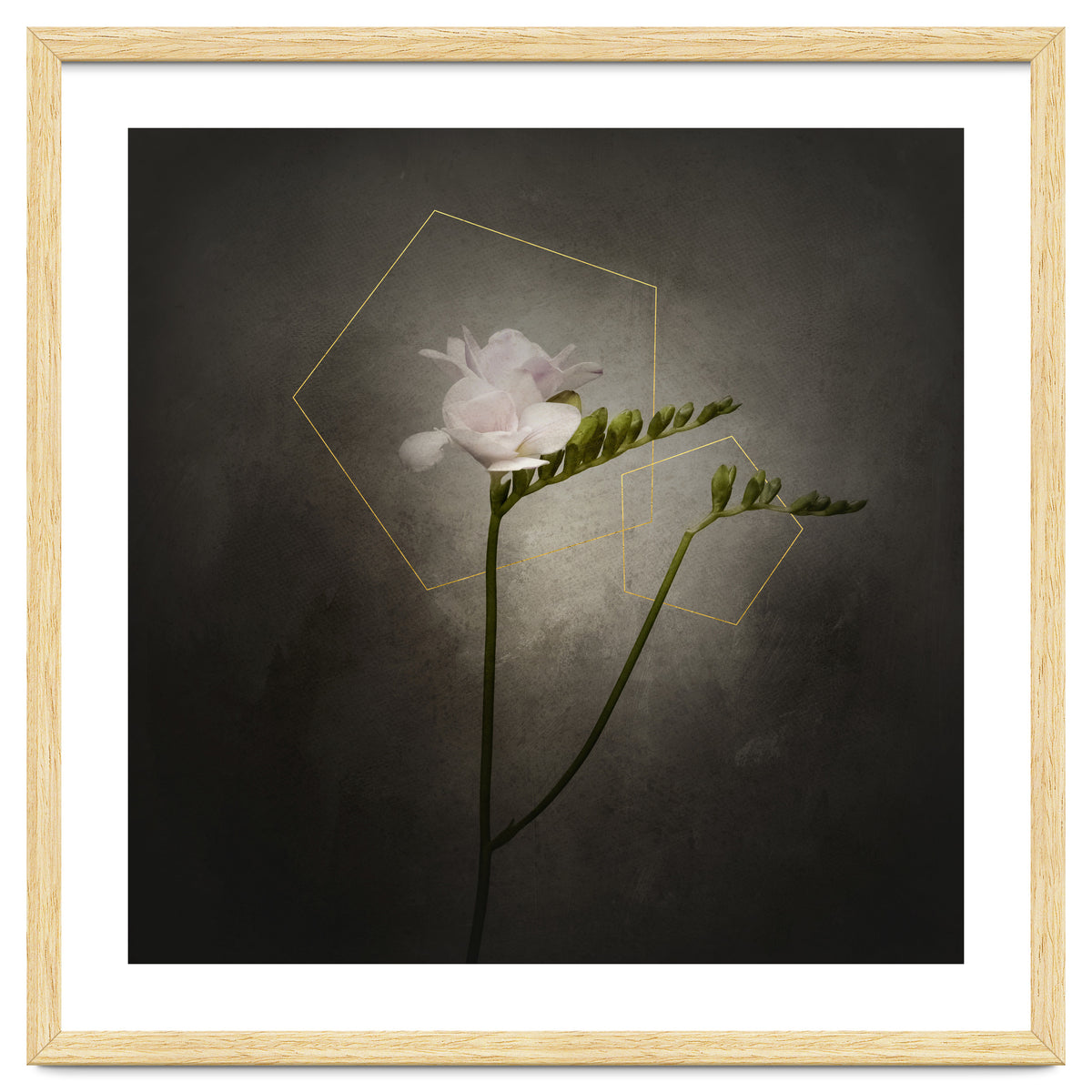 Graceful flower - Freesia | vintage style gold