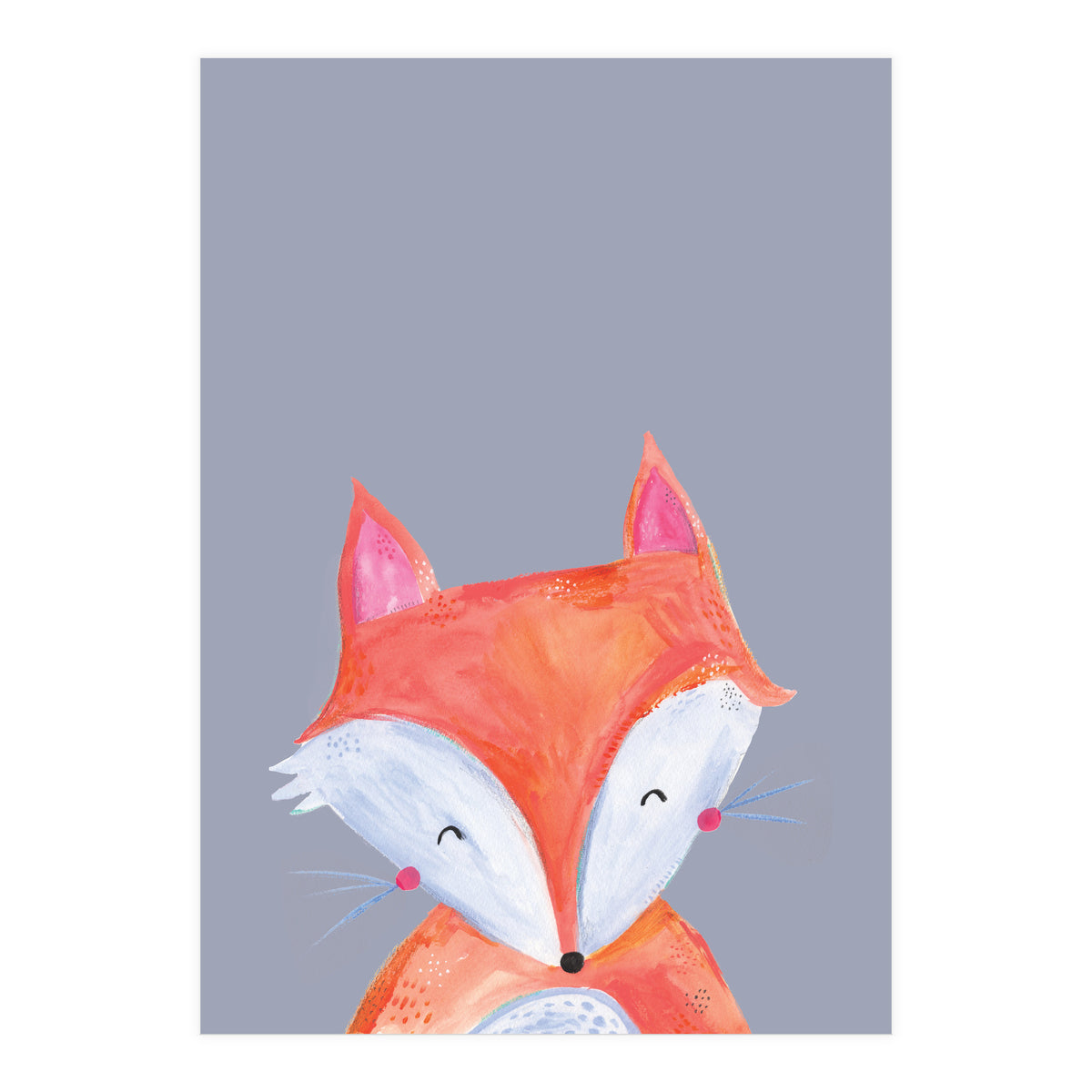 Woodland Fox On Grey (Print Only)