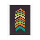 Retro Chevron Print Orange Teal Variation (Print Only) thumbnail